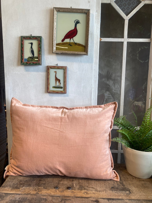 Peach velvet cushion cover BHAT015