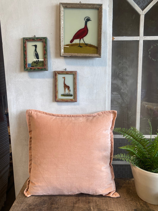 Peach velvet cushion cover BHAT014