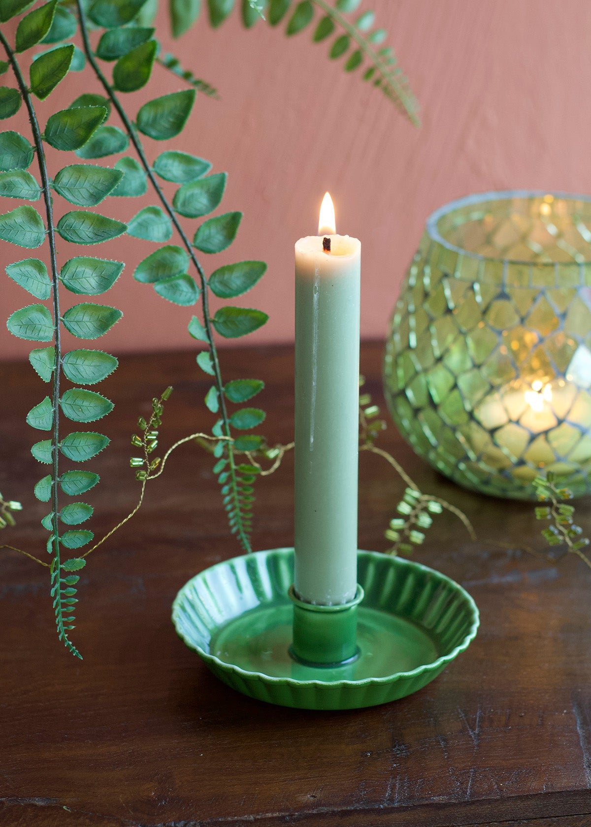 Candle holder green DG01