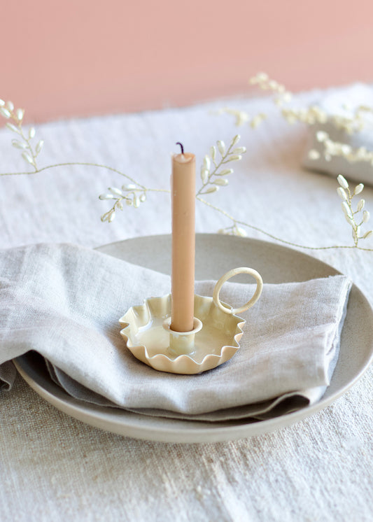 Candle holder taper beige DG08