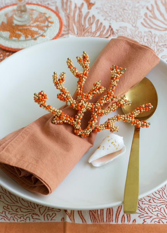 Coral Beaded Napkin Rings AKS009