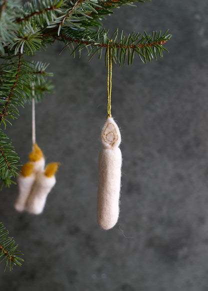 Felt candle white NEP113