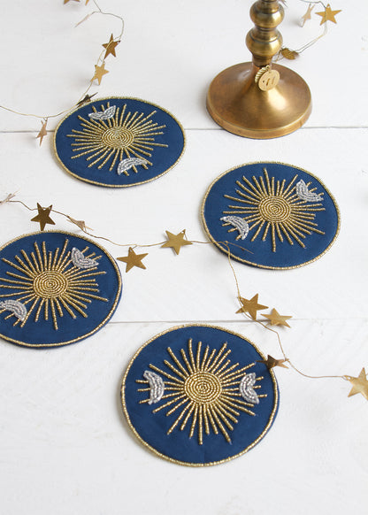 Sun beaded coaster s/4 AKS005