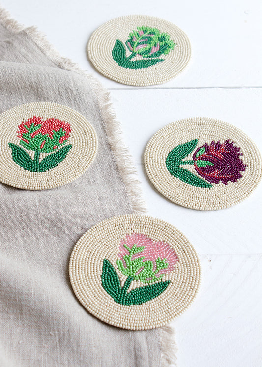 Tulip design beaded coasters s/4 AKS001